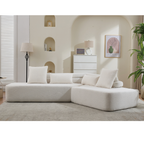 [NEW ARRIVED] [VIDEO PROVIDED] 128Minimalist Cloud Sectional Couch ,Modern Couches ,4-Seater ,No Assembly,Two modular sofa,Boucle Teddy Fabric, upholstered , anti-wrinkle fabric, Beige