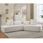 [NEW ARRIVED] [VIDEO PROVIDED] 128Minimalist Cloud Sectional Couch ,Modern Couches ,4-Seater ,No Assembly,Two modular sofa,Boucle Teddy Fabric, upholstered , anti-wrinkle fabric, Beige