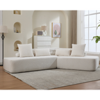 [NEW ARRIVED] [VIDEO PROVIDED] 128Minimalist Cloud Sectional Couch ,Modern Couches ,4-Seater ,No Assembly,Two modular sofa,Boucle Teddy Fabric, upholstered , anti-wrinkle fabric, Beige