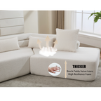 [NEW ARRIVED] [VIDEO PROVIDED] 128Minimalist Cloud Sectional Couch ,Modern Couches ,4-Seater ,No Assembly,Two modular sofa,Boucle Teddy Fabric, upholstered , anti-wrinkle fabric, Beige