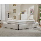 [NEW ARRIVED] [VIDEO PROVIDED] 128Minimalist Cloud Sectional Couch ,Modern Couches ,4-Seater ,No Assembly,Two modular sofa,Boucle Teddy Fabric, upholstered , anti-wrinkle fabric, Beige