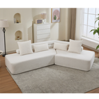 [NEW ARRIVED] [VIDEO PROVIDED] 128Minimalist Cloud Sectional Couch ,Modern Couches ,4-Seater ,No Assembly,Two modular sofa,Boucle Teddy Fabric, upholstered , anti-wrinkle fabric, Beige