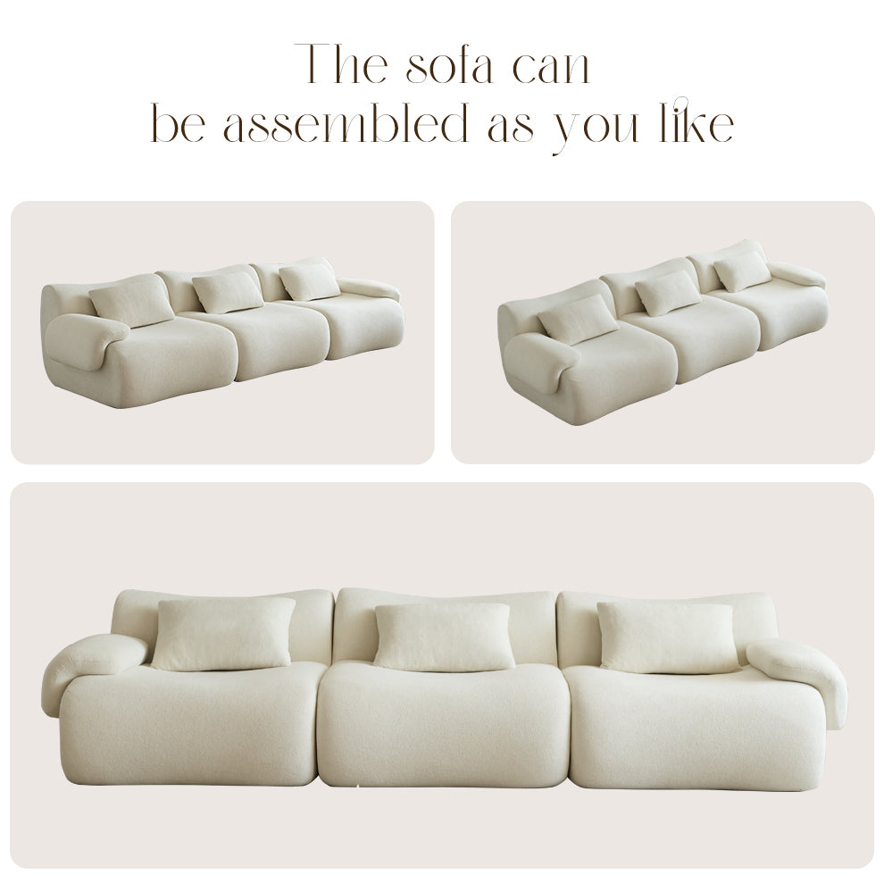 Modular Sectional Sofa, Compressed Sectional Sofa Modern Minimalist Style Couch, Bedroom, Comfy Compressed Sofa Couch Space-Efficient Design-White
