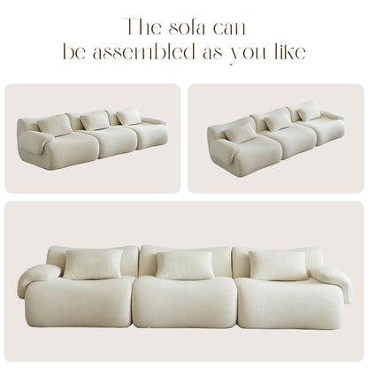Modular Sectional Sofa, Compressed Sectional Sofa Modern Minimalist Style Couch, Bedroom, Comfy Compressed Sofa Couch Space-Efficient Design-White