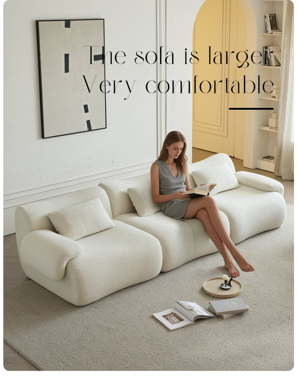 Modular Sectional Sofa, Compressed Sectional Sofa Modern Minimalist Style Couch, Bedroom, Comfy Compressed Sofa Couch Space-Efficient Design-White