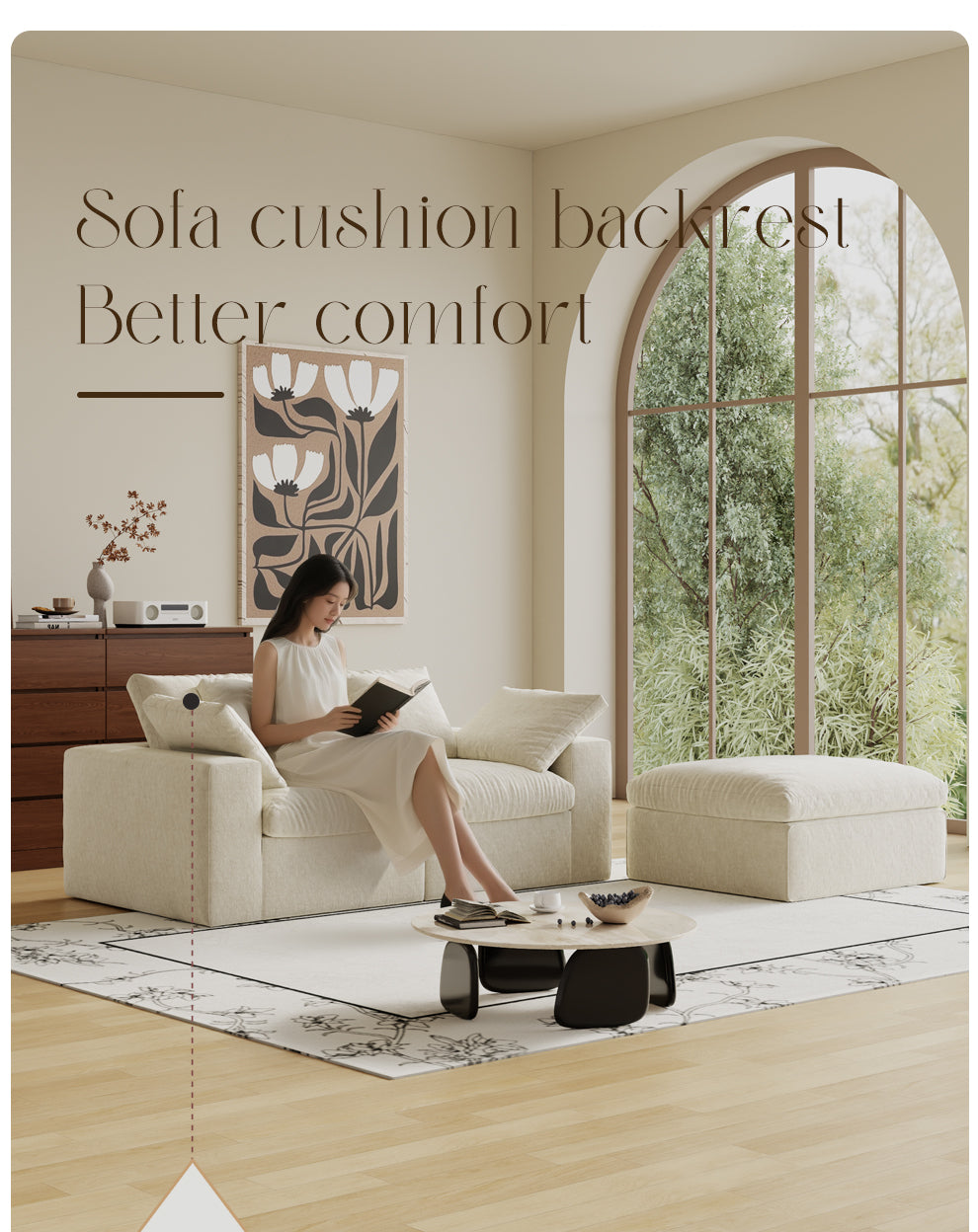 Modular Sectional Sofa, 3 Seats, Compressed Sectional Sofa Modern Minimalist Style Final Couch, Sleeper Sofa for Living Room, Comfy Compressed Sofa Couch Sofa With Ottoman, White