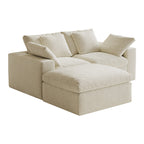 Modular Sectional Sofa, 3 Seats, Compressed Sectional Sofa Modern Minimalist Style Final Couch, Sleeper Sofa for Living Room, Comfy Compressed Sofa Couch Sofa With Ottoman, White