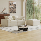 Modular Sectional Sofa, 3 Seats, Compressed Sectional Sofa Modern Minimalist Style Final Couch, Sleeper Sofa for Living Room, Comfy Compressed Sofa Couch Sofa With Ottoman, White