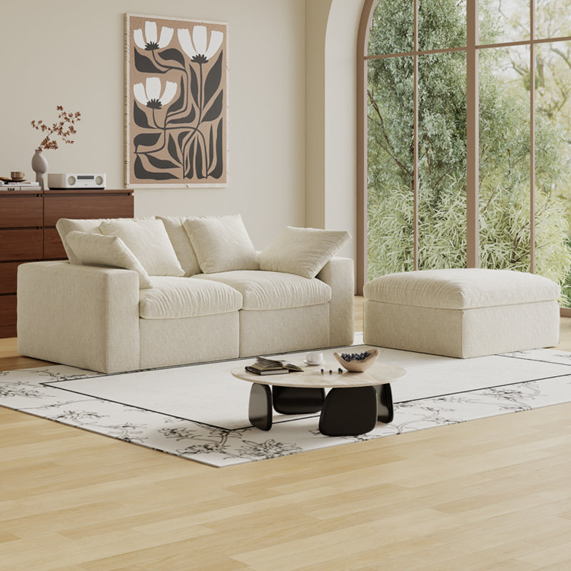 Modular Sectional Sofa, 3 Seats, Compressed Sectional Sofa Modern Minimalist Style Final Couch, Sleeper Sofa for Living Room, Comfy Compressed Sofa Couch Sofa With Ottoman, White