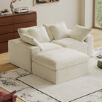 Modular Sectional Sofa, 3 Seats, Compressed Sectional Sofa Modern Minimalist Style Final Couch, Sleeper Sofa for Living Room, Comfy Compressed Sofa Couch Sofa With Ottoman, White