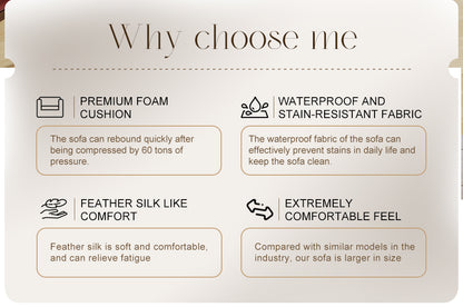 Modular Sectional Sofa, 3 Seats, Compressed Sectional Sofa Modern Minimalist Style Final Couch, Sleeper Sofa for Living Room, Comfy Compressed Sofa Couch Sofa With Ottoman, White