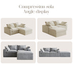 Modular Sectional Sofa, 3 Seats, Compressed Sectional Sofa Modern Minimalist Style Final Couch, Sleeper Sofa for Living Room, Comfy Compressed Sofa Couch Sofa With Ottoman, White