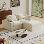 Modular Sectional Sofa, 3 Seats, Compressed Sectional Sofa Modern Minimalist Style Final Couch, Sleeper Sofa for Living Room, Comfy Compressed Sofa Couch Sofa With Ottoman, White