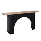 Modern Minimalist Console Table with Black Arch Base and Natural Wood Top,66in Length Console Table,Wood Table