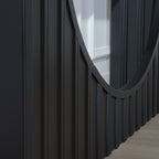 Modern Minimalist Console Table with Black Arch Base and Natural Wood Top,66in Length Console Table,Wood Table