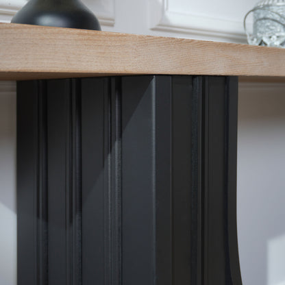 Modern Minimalist Console Table with Black Arch Base and Natural Wood Top,66in Length Console Table,Wood Table