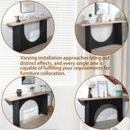 Modern Minimalist Console Table with Black Arch Base and Natural Wood Top,66in Length Console Table,Wood Table