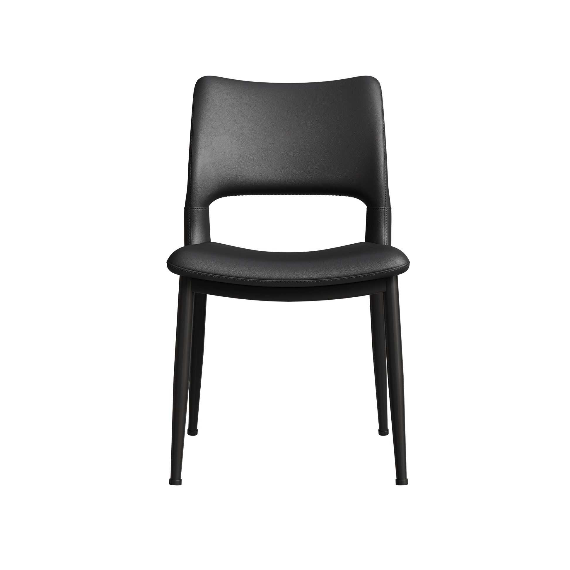 Modern minimalist black PU leather Dining Chairs Set of 2, comfortable backrest design, metal leg support, suitable for restaurants, kitchens, and offices.