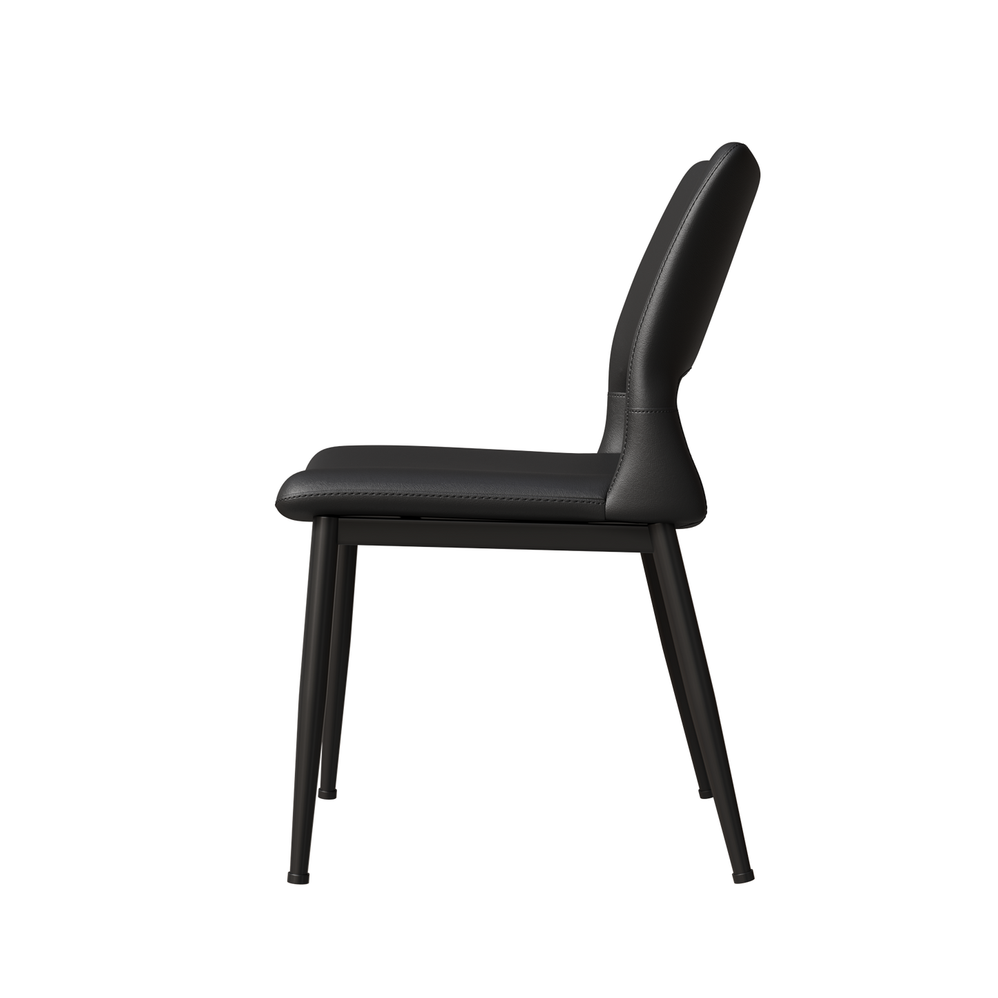 Modern minimalist black PU leather Dining Chairs Set of 2, comfortable backrest design, metal leg support, suitable for restaurants, kitchens, and offices.