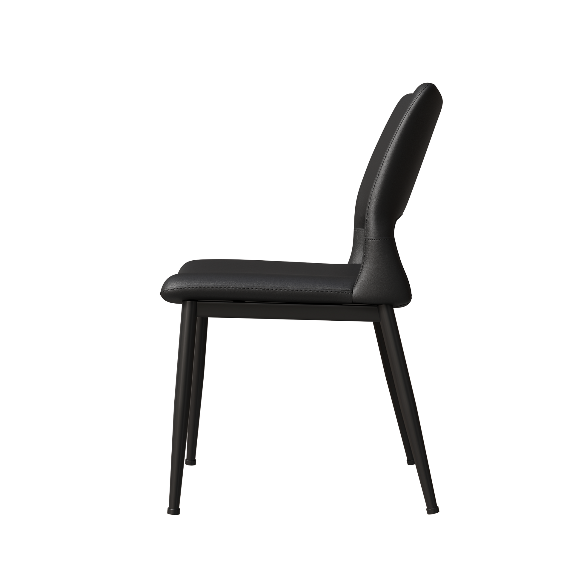 Modern minimalist black PU leather Dining Chairs Set of 2, comfortable backrest design, metal leg support, suitable for restaurants, kitchens, and offices.