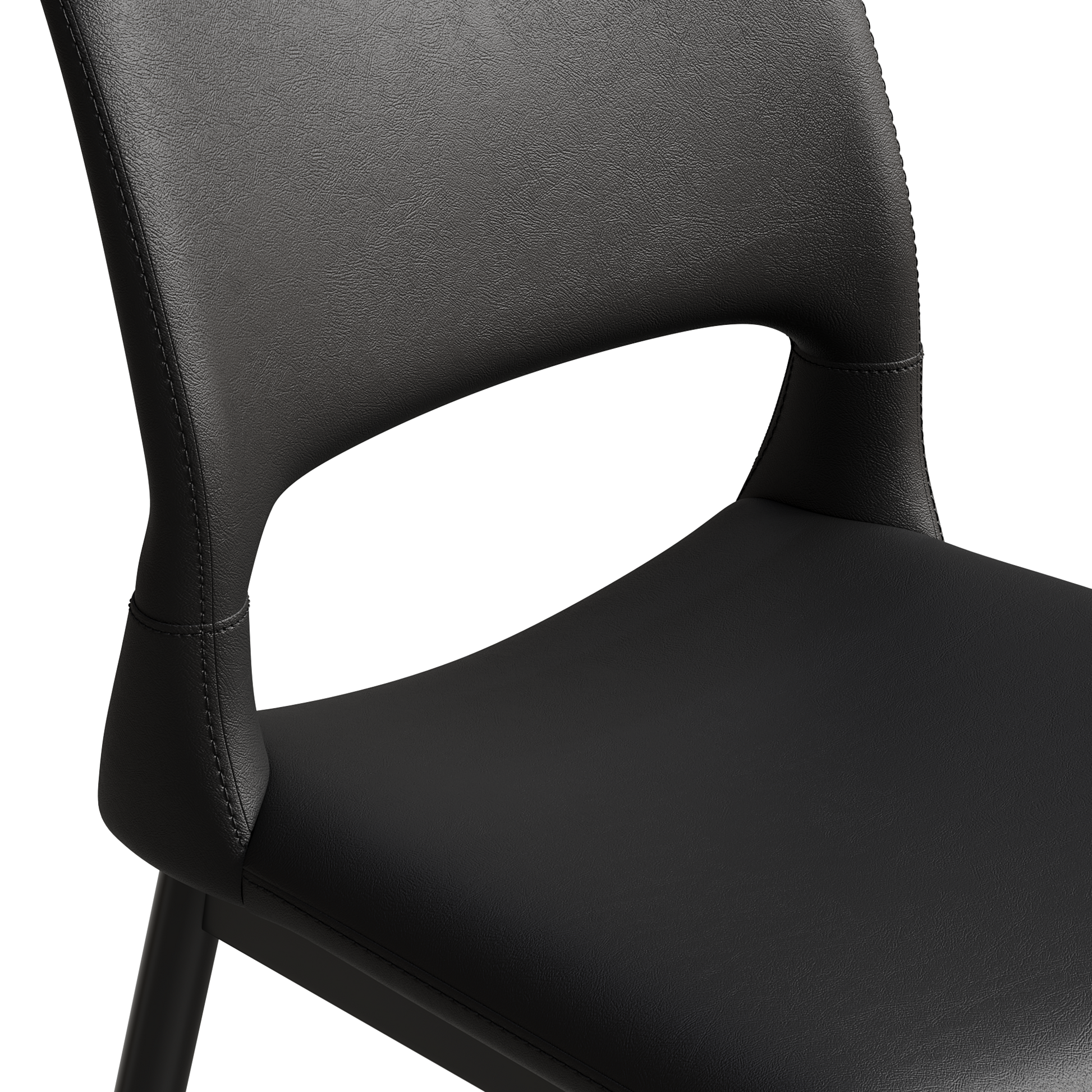 Modern minimalist black PU leather Dining Chairs Set of 2, comfortable backrest design, metal leg support, suitable for restaurants, kitchens, and offices.
