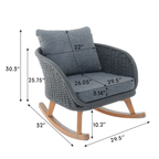 29.5' Contemporary Minimalist Gray Wicker Rocking Chair with Soft Polyester Cushions and Durable Wooden Frame, Perfect for Indoor and Outdoor Spaces like Patio, Balcony, or Living Room