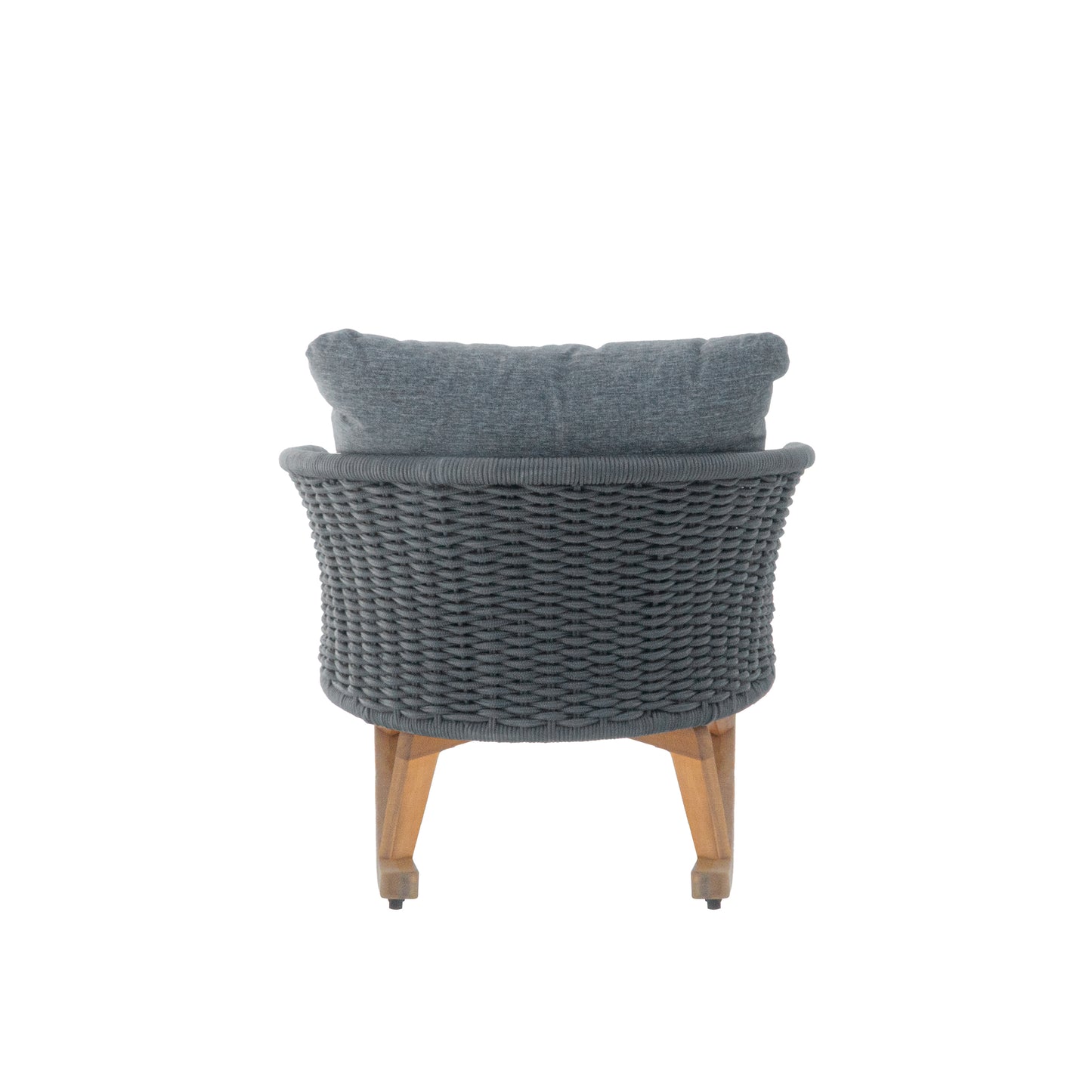 29.5' Contemporary Minimalist Gray Wicker Rocking Chair with Soft Polyester Cushions and Durable Wooden Frame, Perfect for Indoor and Outdoor Spaces like Patio, Balcony, or Living Room