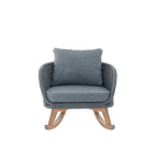 29.5' Contemporary Minimalist Gray Wicker Rocking Chair with Soft Polyester Cushions and Durable Wooden Frame, Perfect for Indoor and Outdoor Spaces like Patio, Balcony, or Living Room