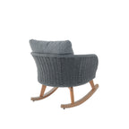 29.5' Contemporary Minimalist Gray Wicker Rocking Chair with Soft Polyester Cushions and Durable Wooden Frame, Perfect for Indoor and Outdoor Spaces like Patio, Balcony, or Living Room