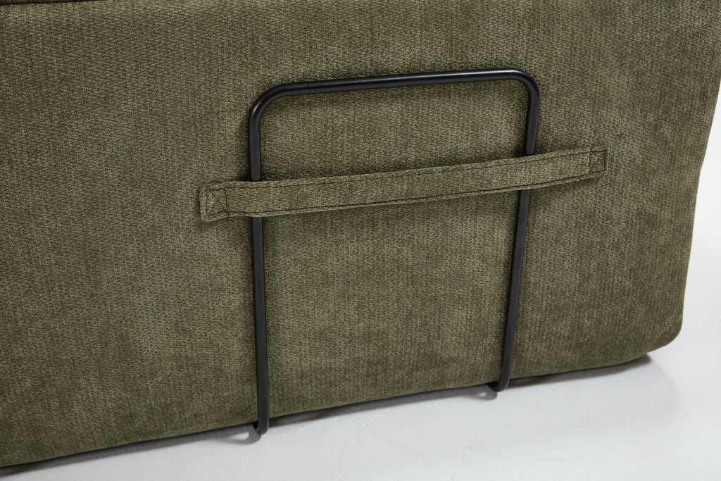 Modern Minimalist Modular Sectional Sofa, Upholstered Cloud Couch with Deep Seats, Green Fabric, Right Facing Chaise