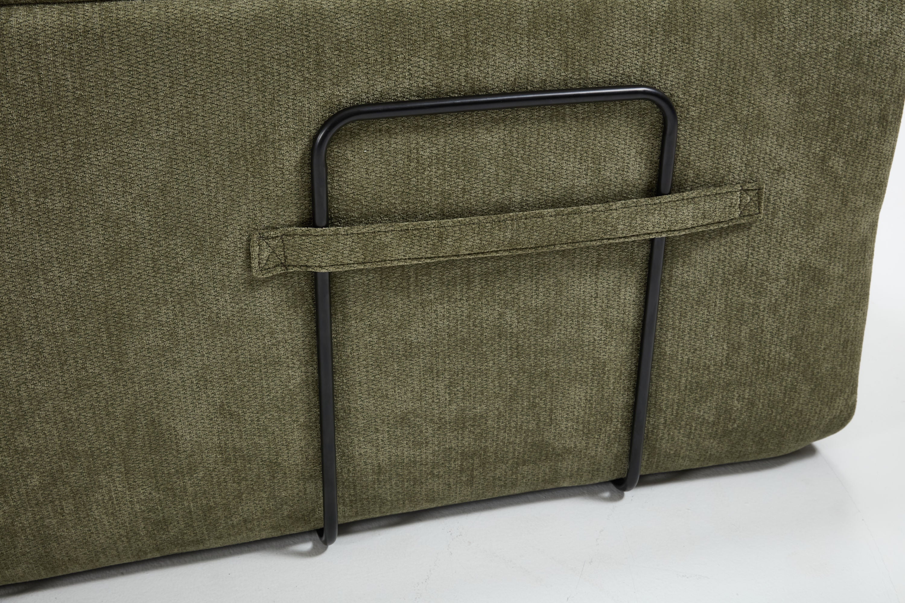 Modern Minimalist Modular Sectional Sofa, Upholstered Cloud Couch with Deep Seats, Green Fabric, Right Facing Chaise