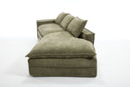 Modern Minimalist Modular Sectional Sofa, Upholstered Cloud Couch with Deep Seats, Green Fabric, Right Facing Chaise