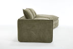 Modern Minimalist Modular Sectional Sofa, Upholstered Cloud Couch with Deep Seats, Green Fabric, Right Facing Chaise