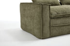 Modern Minimalist Modular Sectional Sofa, Upholstered Cloud Couch with Deep Seats, Green Fabric, Right Facing Chaise