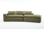 Modern Minimalist Modular Sectional Sofa, Upholstered Cloud Couch with Deep Seats, Green Fabric, Right Facing Chaise