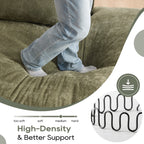 Modern Minimalist Modular Sectional Sofa, Upholstered Cloud Couch with Deep Seats, Green Fabric, Right Facing Chaise