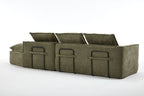 Modern Minimalist Modular Sectional Sofa, Upholstered Cloud Couch with Deep Seats, Green Fabric, Right Facing Chaise