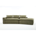 Modern Minimalist Modular Sectional Sofa, Upholstered Cloud Couch with Deep Seats, Green Fabric, Right Facing Chaise