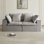 Modular Sectional Sofa, Compressed Sectional Sofa Modern Minimalist Style Corduroy Couch, Sleeper Sofa for Living Room, Bedroom, Comfy Compressed Sofa Couch Space-Efficient Design, Light Gray