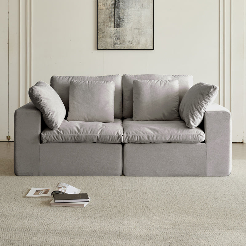 Modular Sectional Sofa, Compressed Sectional Sofa Modern Minimalist Style Corduroy Couch, Sleeper Sofa for Living Room, Bedroom, Comfy Compressed Sofa Couch Space-Efficient Design, Light Gray