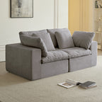 Modular Sectional Sofa, Compressed Sectional Sofa Modern Minimalist Style Corduroy Couch, Sleeper Sofa for Living Room, Bedroom, Comfy Compressed Sofa Couch Space-Efficient Design, Light Gray