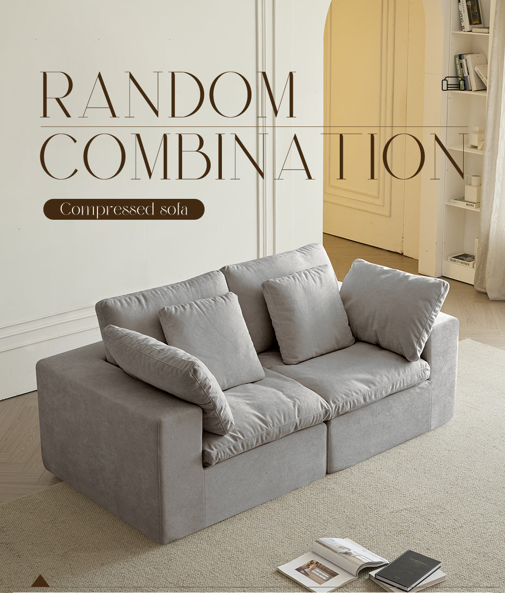 Modular Sectional Sofa, Compressed Sectional Sofa Modern Minimalist Style Corduroy Couch, Sleeper Sofa for Living Room, Bedroom, Comfy Compressed Sofa Couch Space-Efficient Design, Light Gray