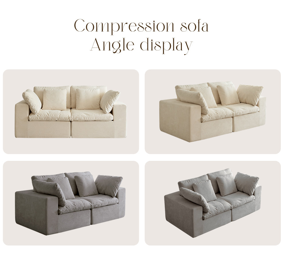 Modular Sectional Sofa, Compressed Sectional Sofa Modern Minimalist Style Corduroy Couch, Sleeper Sofa for Living Room, Bedroom, Comfy Compressed Sofa Couch Space-Efficient Design, Light Gray