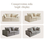 Modular Sectional Sofa, Compressed Sectional Sofa Modern Minimalist Style Corduroy Couch, Sleeper Sofa for Living Room, Bedroom, Comfy Compressed Sofa Couch Space-Efficient Design, Light Gray