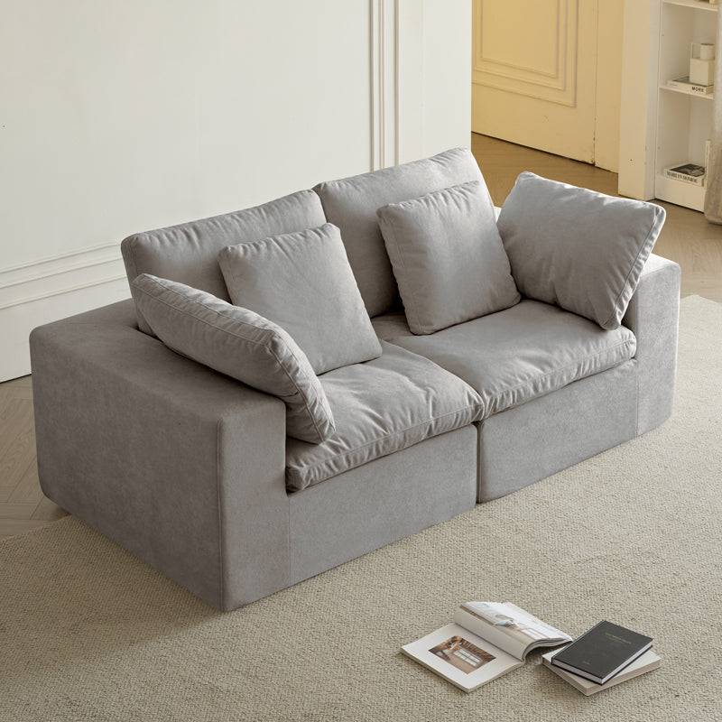 Modular Sectional Sofa, Compressed Sectional Sofa Modern Minimalist Style Corduroy Couch, Sleeper Sofa for Living Room, Bedroom, Comfy Compressed Sofa Couch Space-Efficient Design, Light Gray