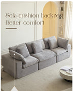 Modern Minimalist Light Gray Fabric Sectional Sofa.