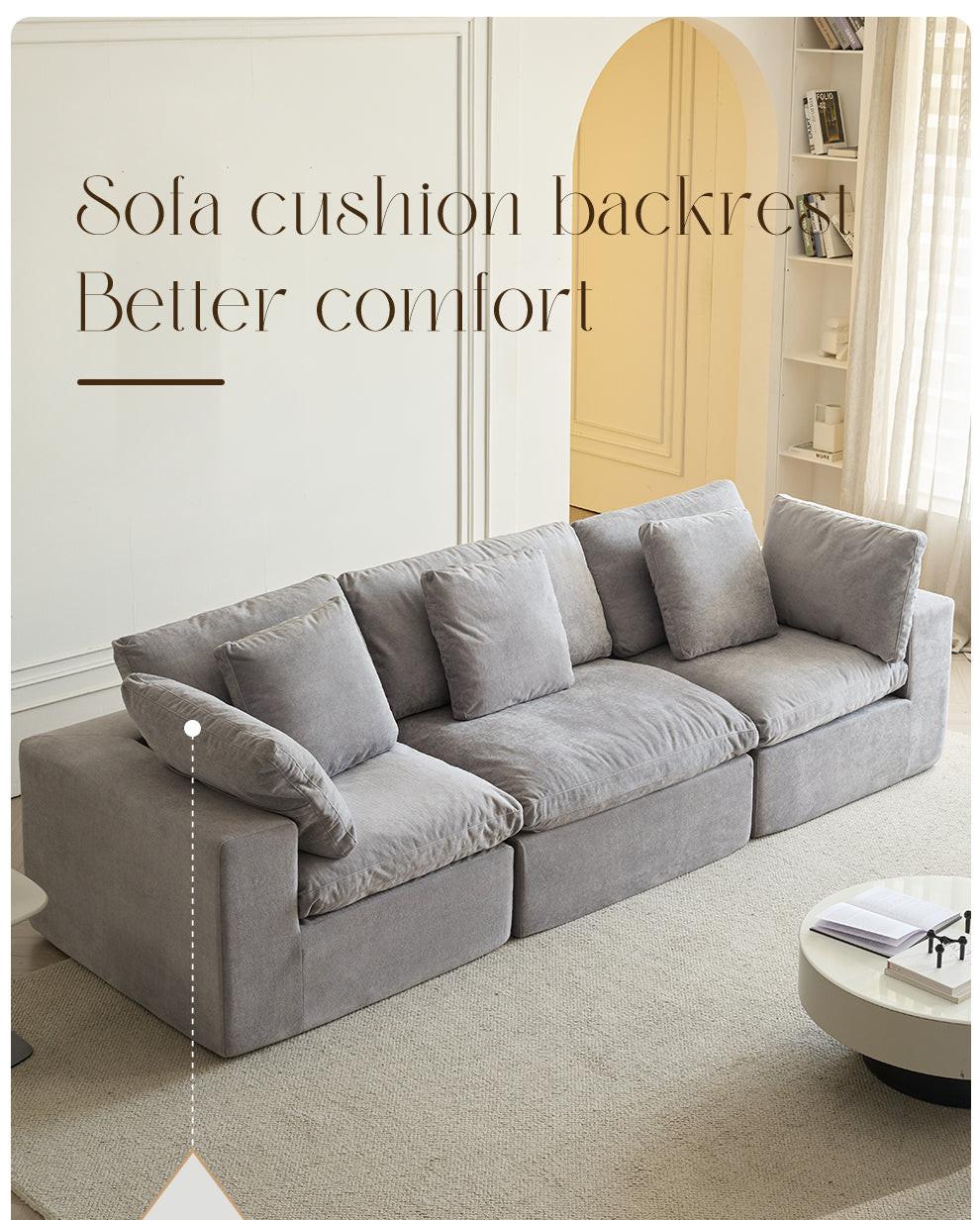 Modern Minimalist Light Gray Fabric Sectional Sofa.