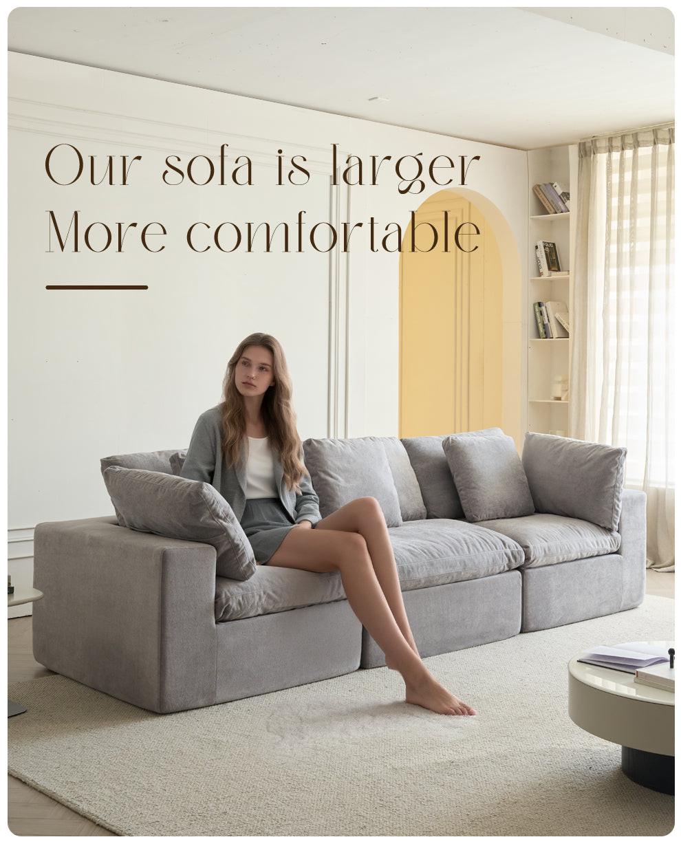 Modern Minimalist Light Gray Fabric Sectional Sofa.