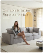 Modern Minimalist Light Gray Fabric Sectional Sofa.