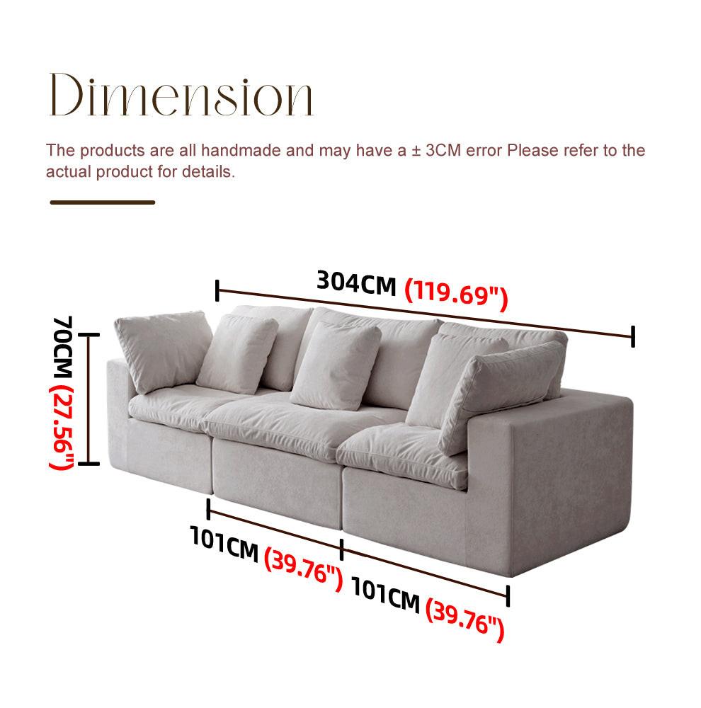Modern Minimalist Light Gray Fabric Sectional Sofa.